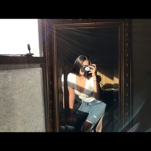 Deep V-Neck White Wrap Top